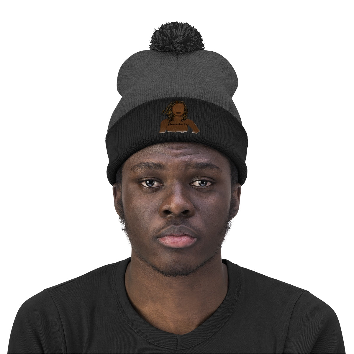 Proverbs 31 Locs Pom Pom Beanie - Obsidian's LLC