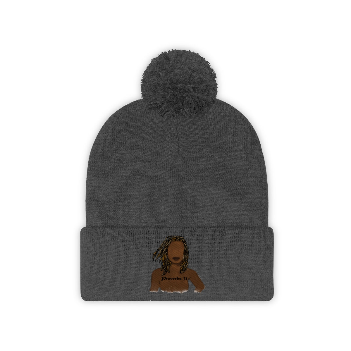 Proverbs 31 Locs Pom Pom Beanie - Obsidian's LLC