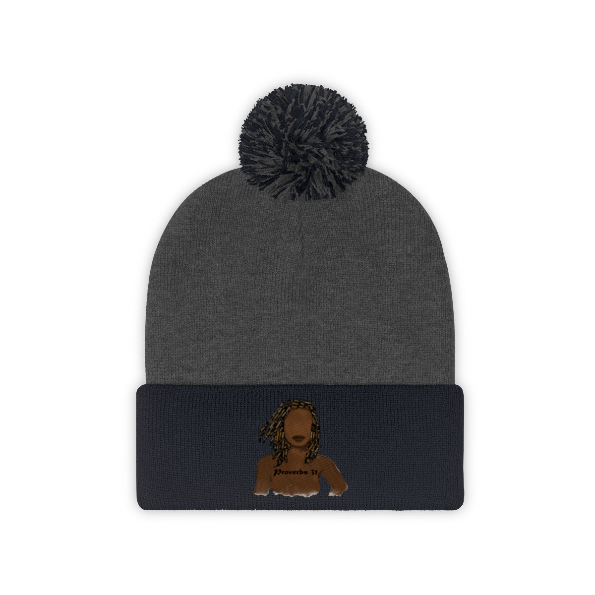 Proverbs 31 Locs Pom Pom Beanie - Obsidian's LLC