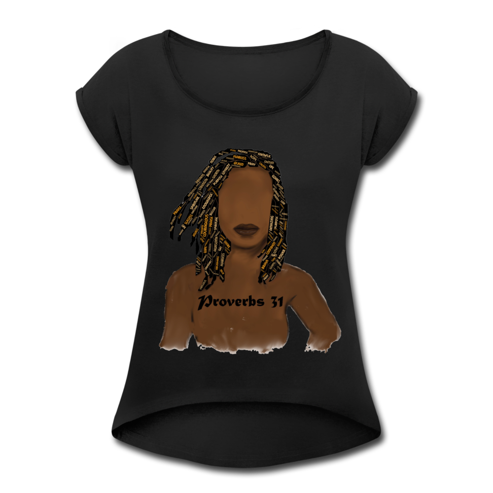Proverbs 31 Locs Roll Cuff T-Shirt - Obsidian's LLC