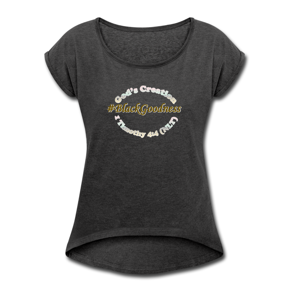 Black Goodness Roll Cuff T-Shirt - Obsidian's LLC