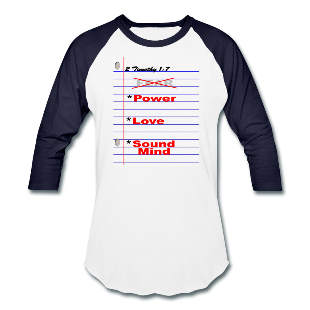 NO FEAR Unisex Baseball T-Shirt - white/navy