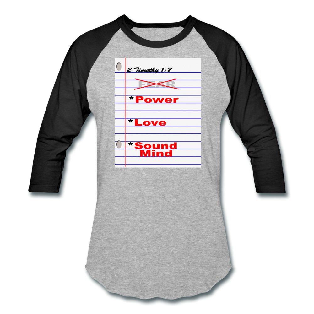 NO FEAR Unisex Baseball T-Shirt - heather gray/black