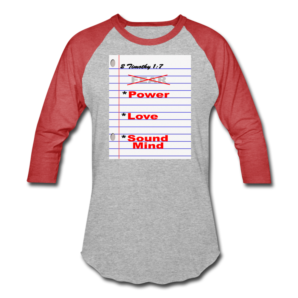 NO FEAR Unisex Baseball T-Shirt - heather gray/red