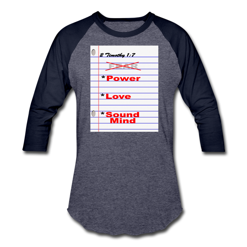 NO FEAR Unisex Baseball T-Shirt - heather blue/navy