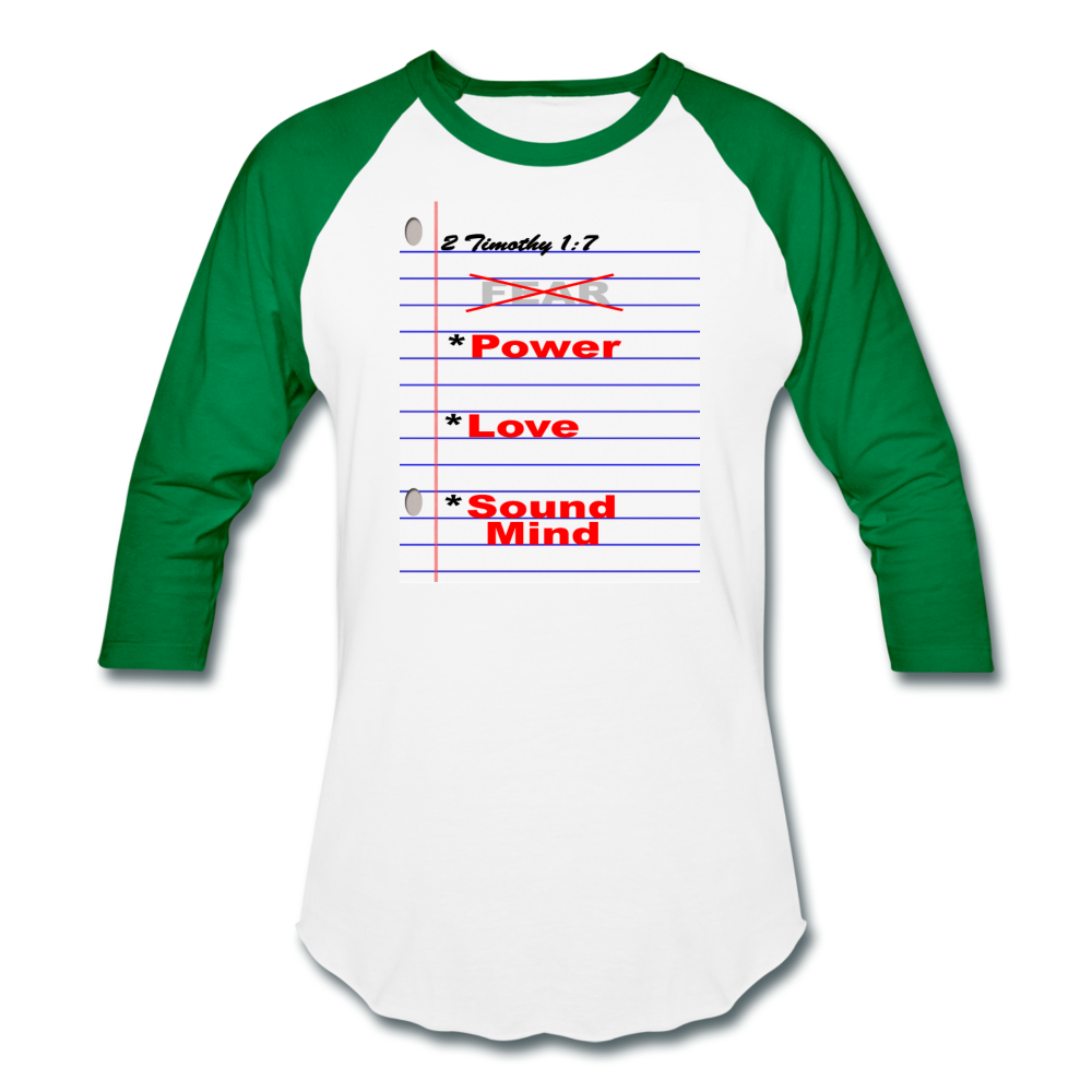 NO FEAR Unisex Baseball T-Shirt - white/kelly green