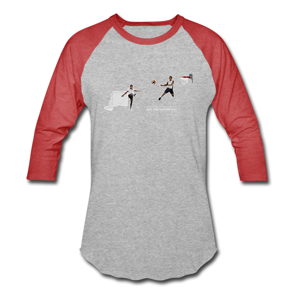 Amari Unisex Baseball T-Shirt - heather gray/red