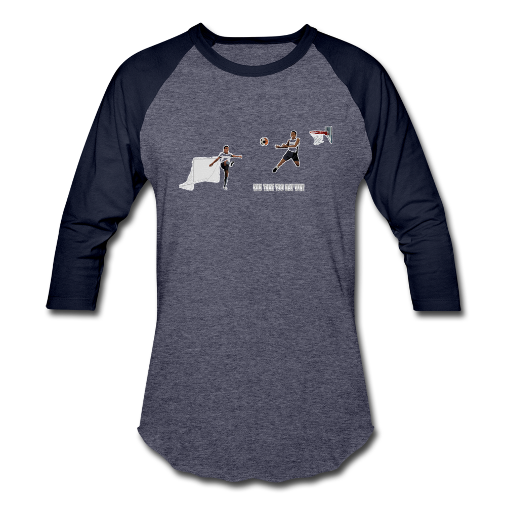 Amari Unisex Baseball T-Shirt - heather blue/navy