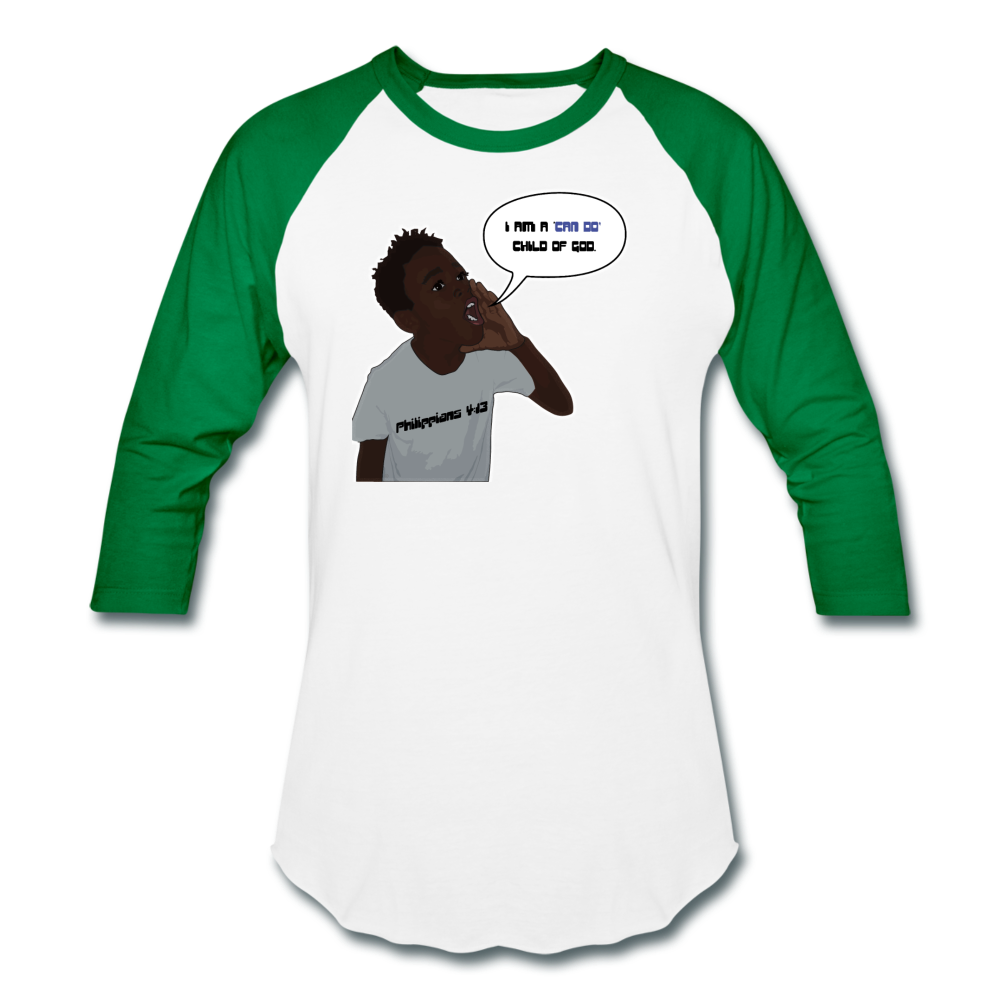 Kingston Unisex Baseball T-Shirt - white/kelly green