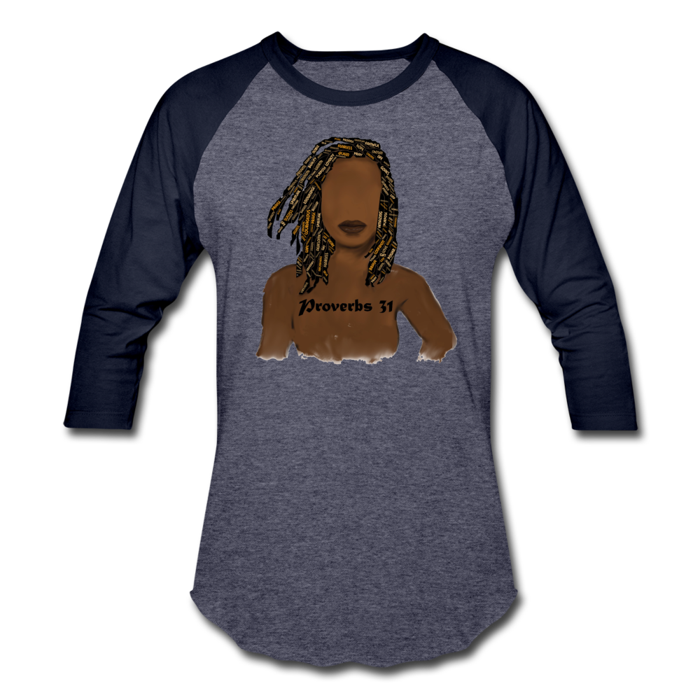 Proverbs 31 Locs Unisex Baseball T-Shirt - heather blue/navy