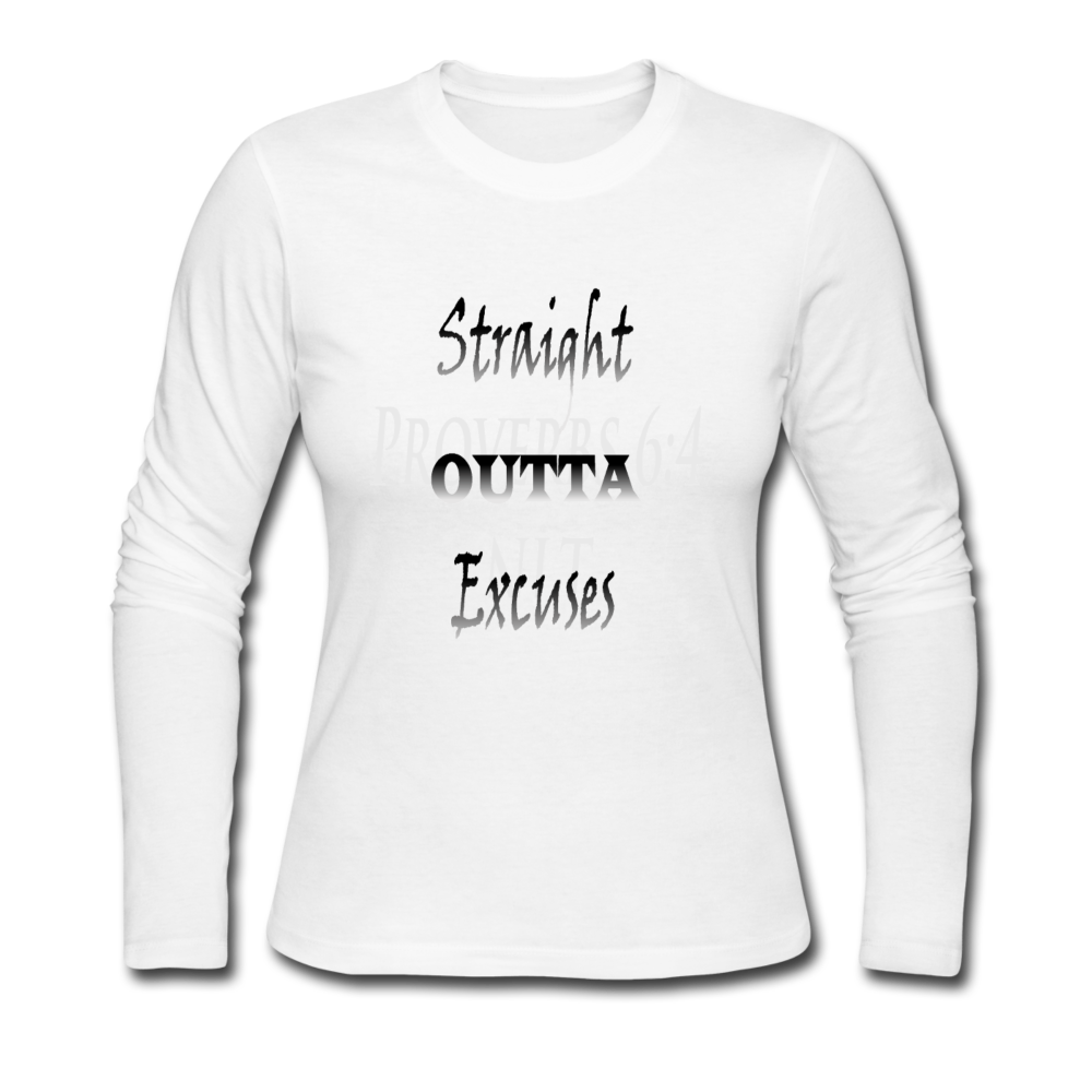 Straight Outta Excuses Women's Long Sleeve Jersey T-Shirt - white