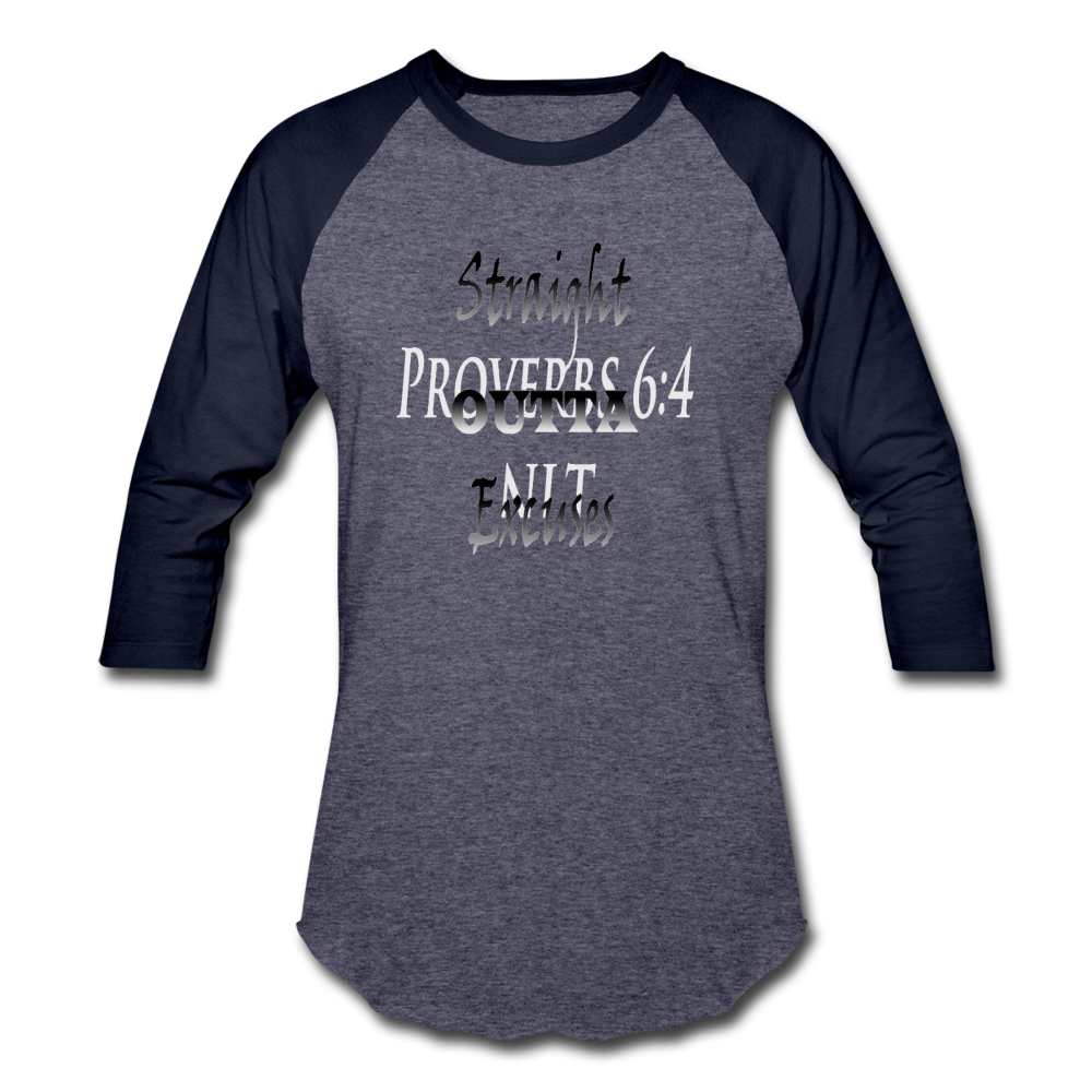 Straight Outta Excuses Baseball T-Shirt - heather blue/navy