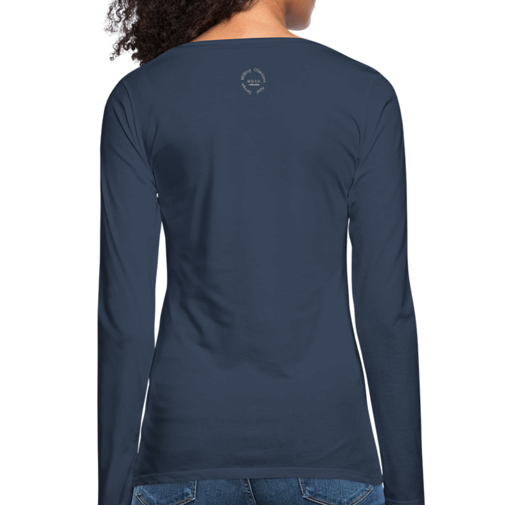 Proverbs 31 Locs Women's Premium Slim Fit Long Sleeve T-Shirt - navy