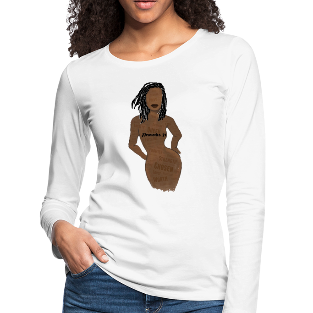 Proverbs 31 Loc Lady Women's Premium Long Sleeve T-Shirt - white