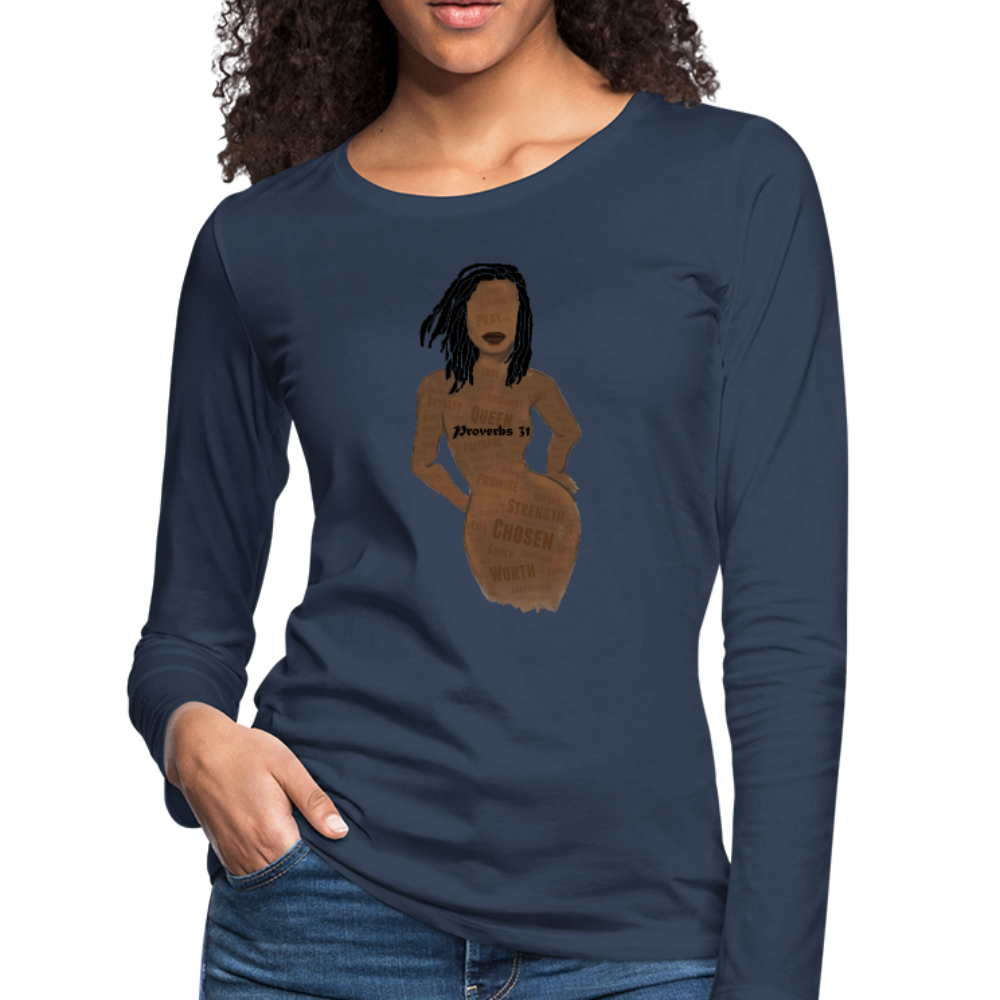 Proverbs 31 Loc Lady Women's Premium Long Sleeve T-Shirt - navy