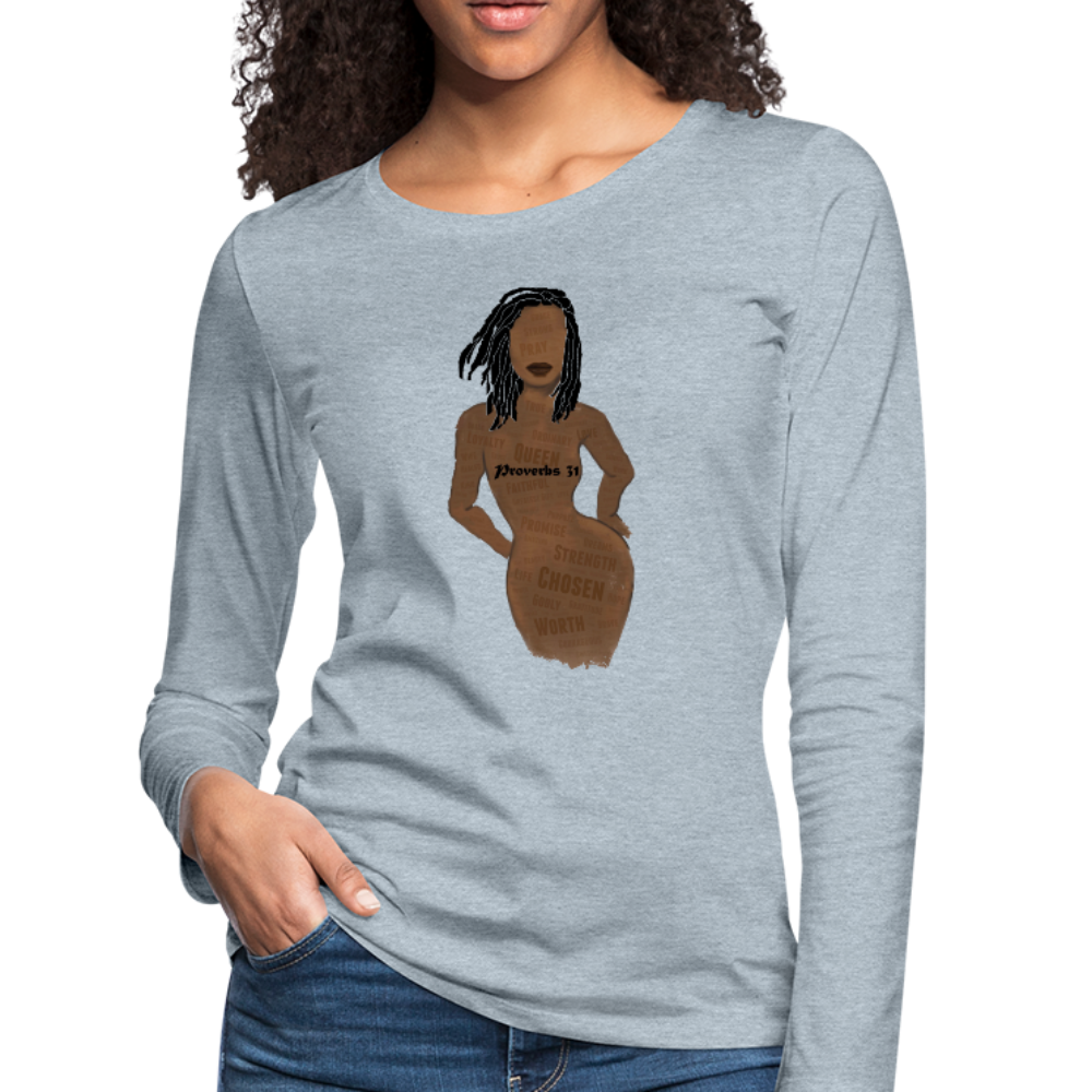 Proverbs 31 Loc Lady Women's Premium Long Sleeve T-Shirt - heather ice blue