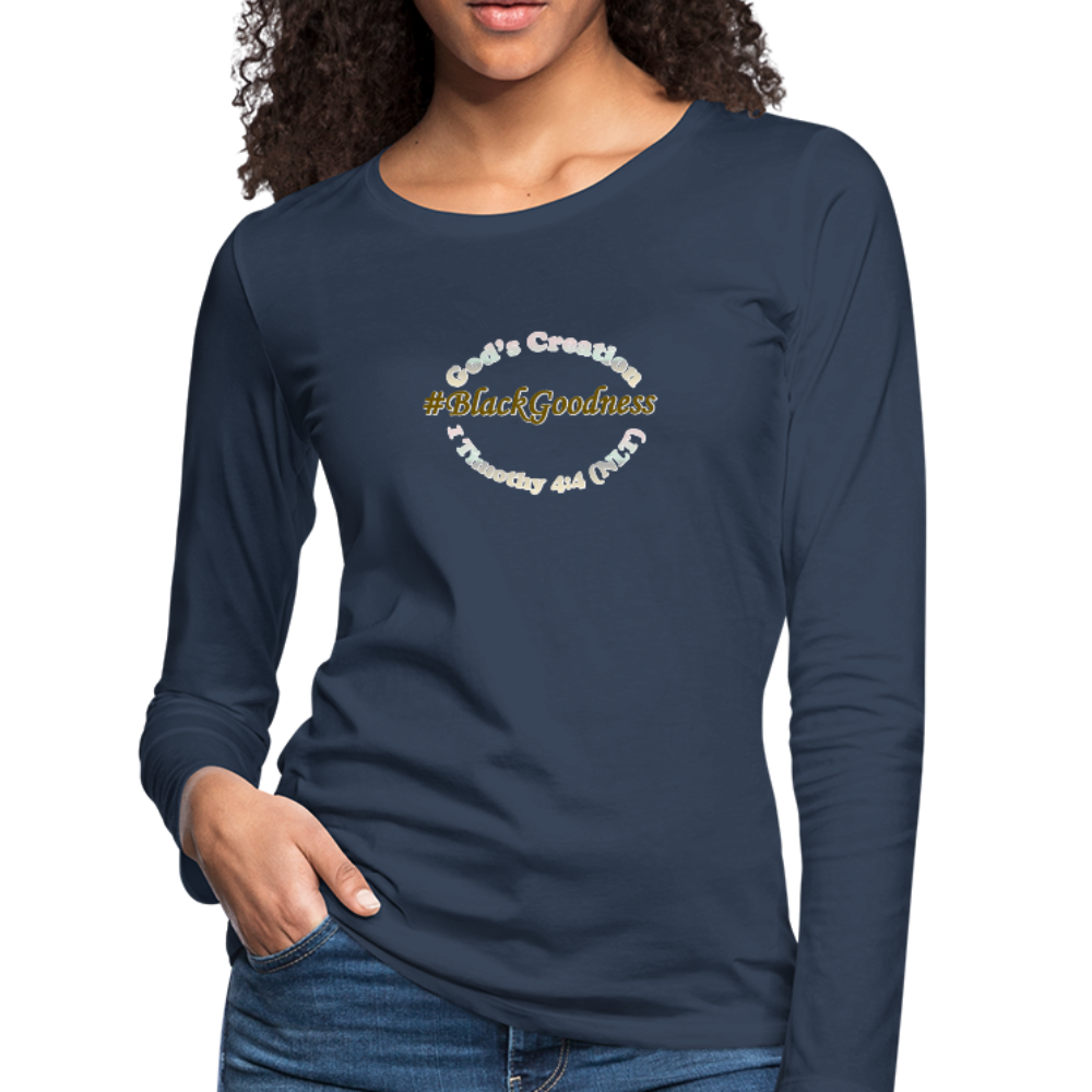 Black Goodness Women's Premium Slim Fit Long Sleeve T-Shirt - navy