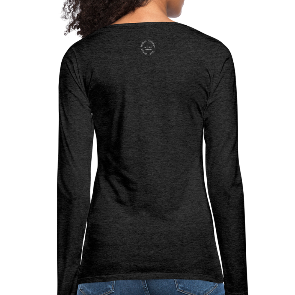 Black Goodness Women's Premium Slim Fit Long Sleeve T-Shirt - charcoal gray