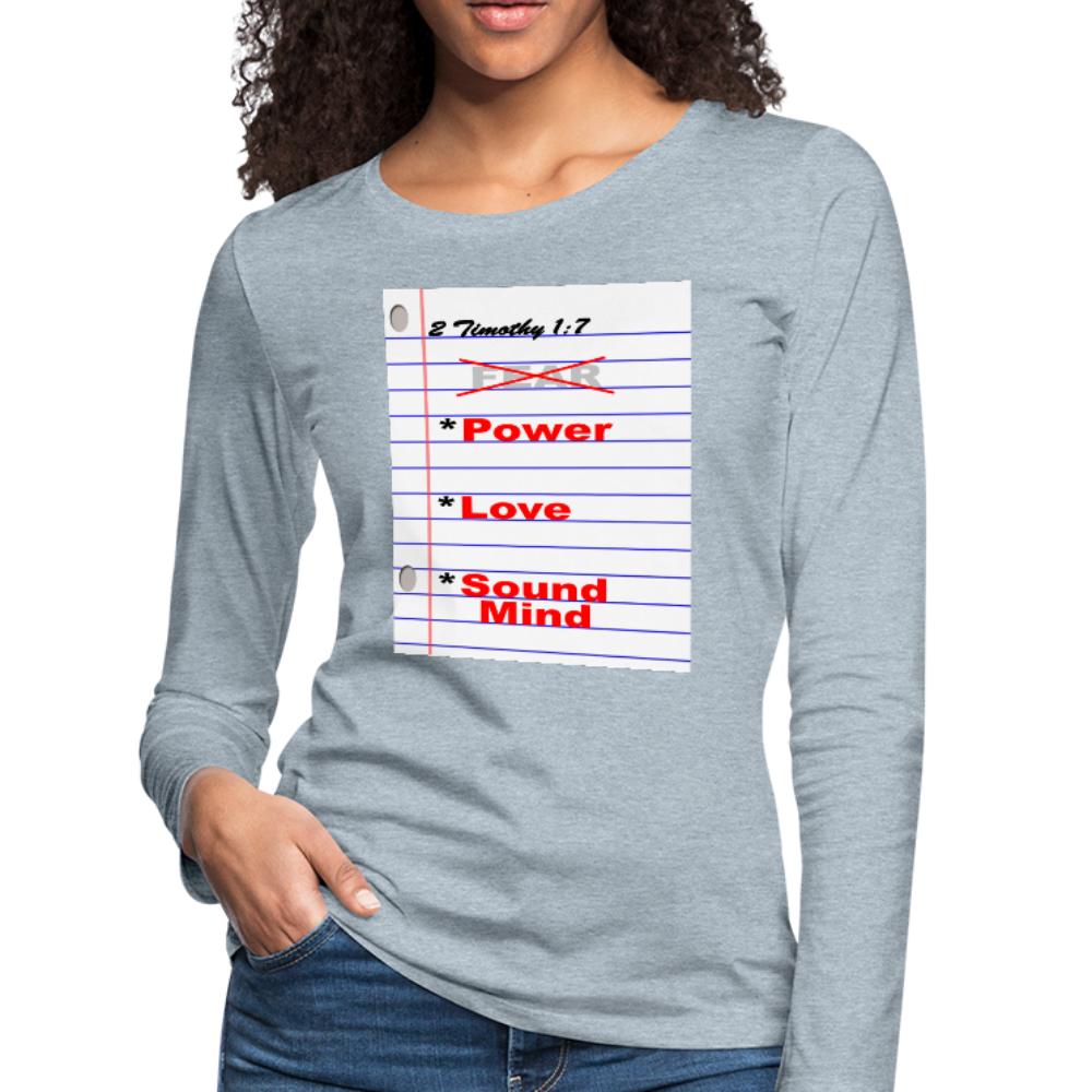 NO FEAR Women's Premium Slim Fit Long Sleeve T-Shirt - heather ice blue