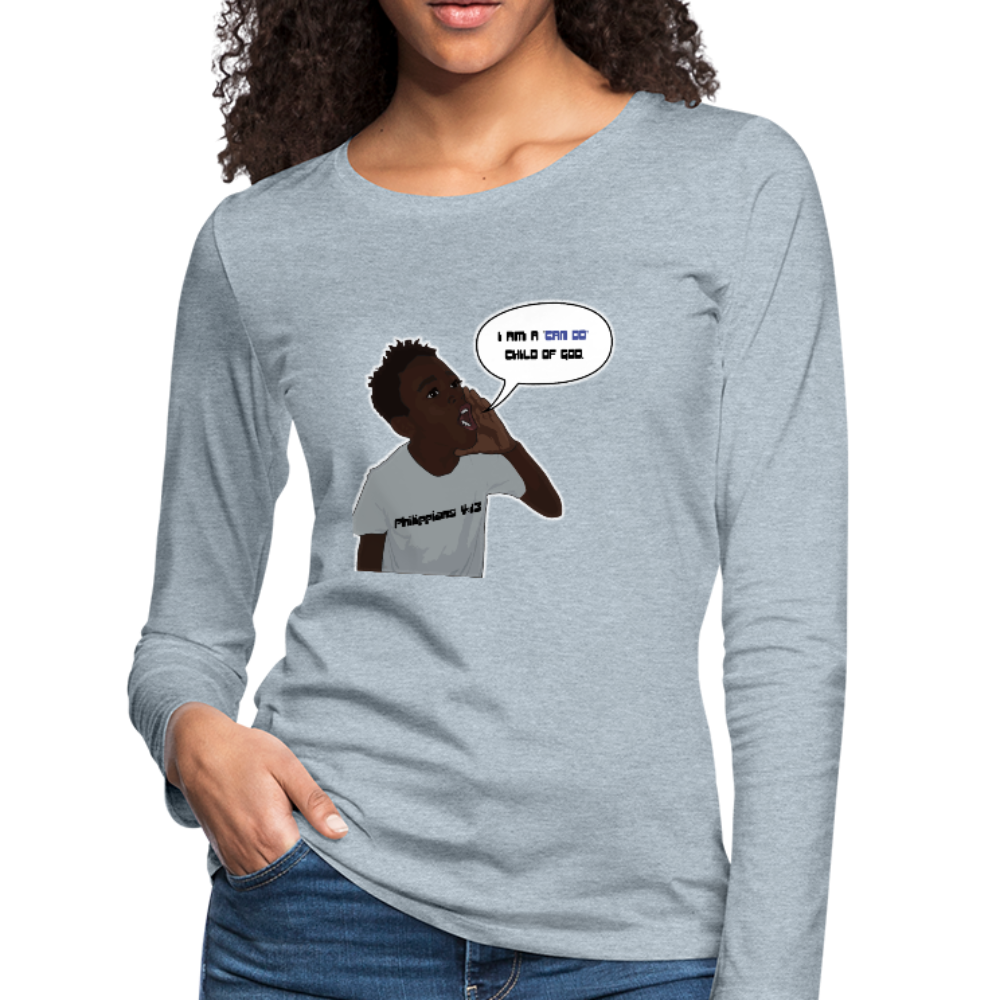Kingston Women's Premium Slim Fit Long Sleeve T-Shirt - heather ice blue