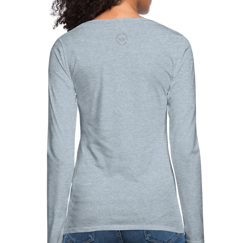 Amari Women's Premium Slim Fit Long Sleeve T-Shirt - heather ice blue