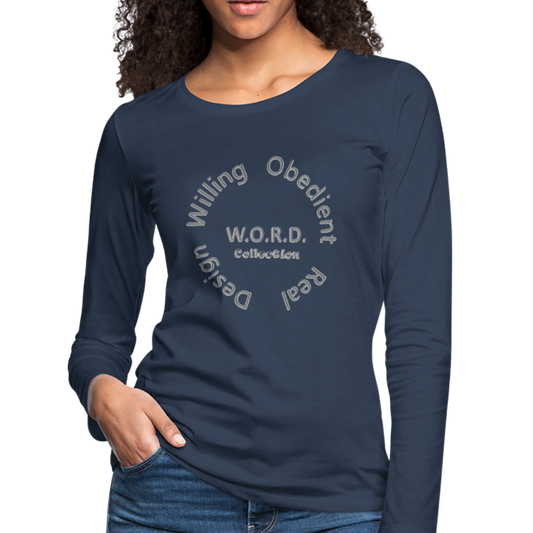 W.O.R.D. Women's Premium Slim Fit Long Sleeve T-Shirt - navy