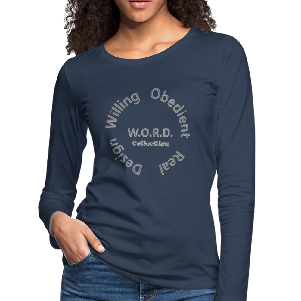 W.O.R.D. Women's Premium Slim Fit Long Sleeve T-Shirt - navy