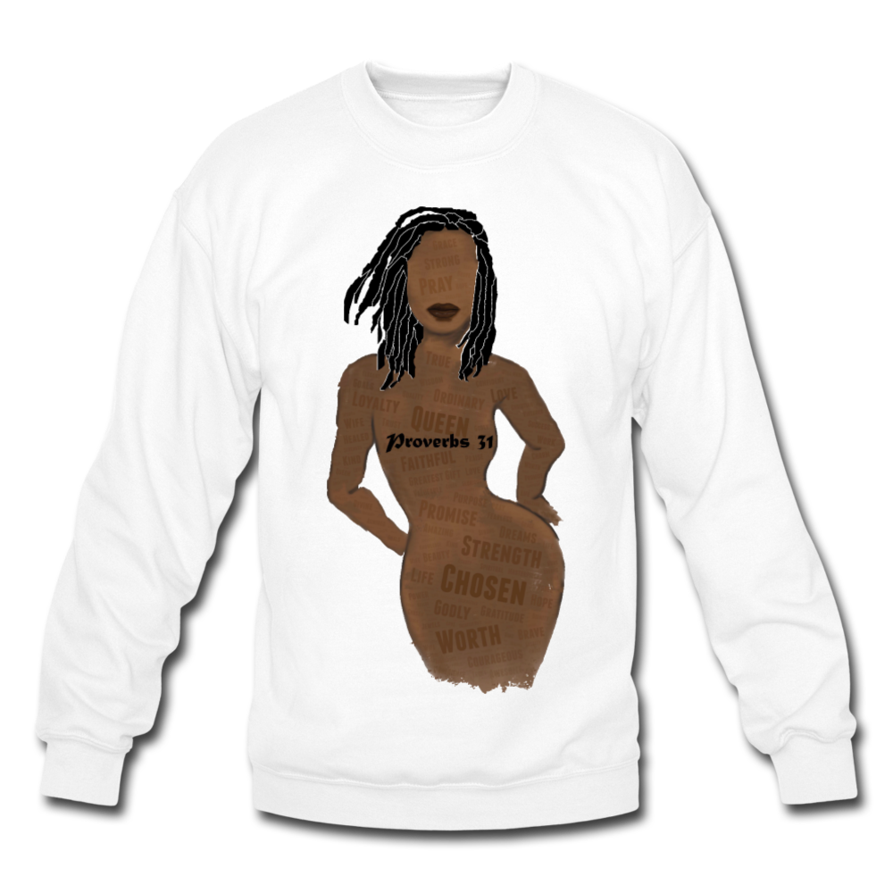 Proverbs 31 Loc Lady Unisex Crewneck Sweatshirt - white