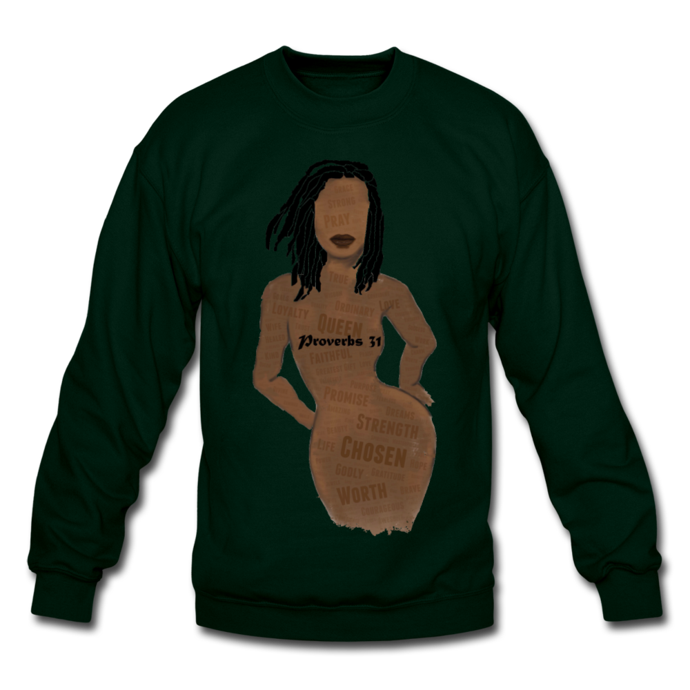 Proverbs 31 Loc Lady Unisex Crewneck Sweatshirt - forest green