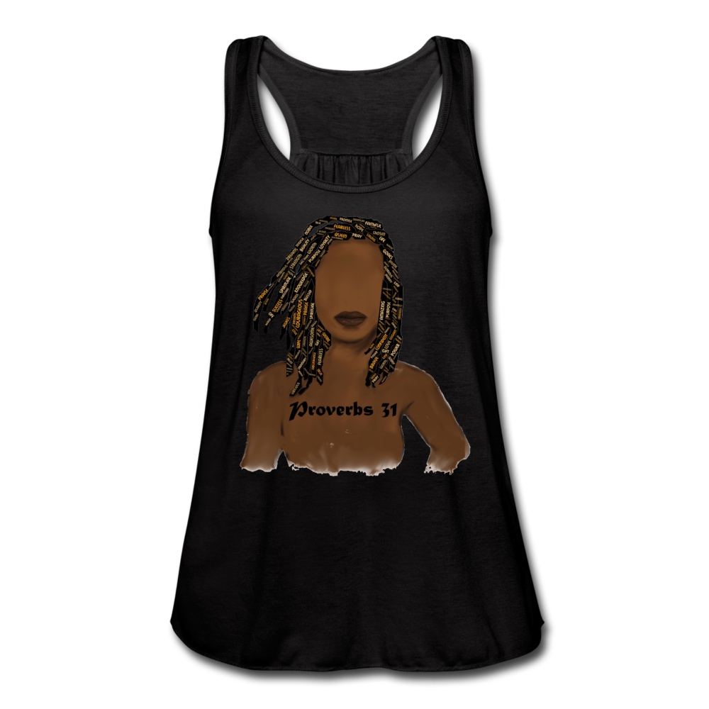 Proverbs 31 Locs Women's Flowy Tank Top - black
