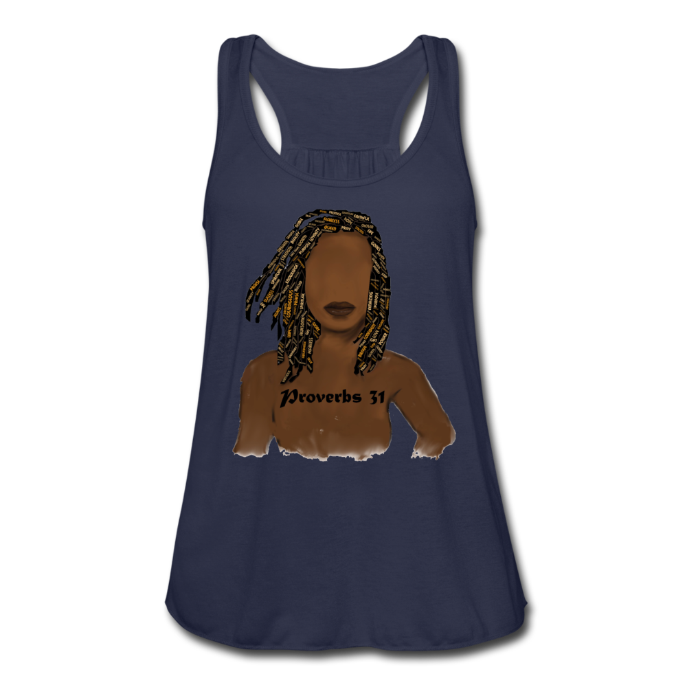 Proverbs 31 Locs Women's Flowy Tank Top - navy