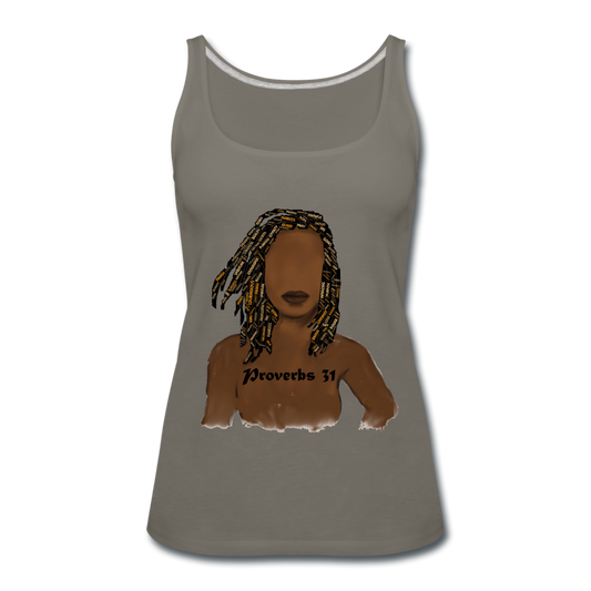 Proverbs 31 Locs Women’s Premium Tank Top - asphalt gray