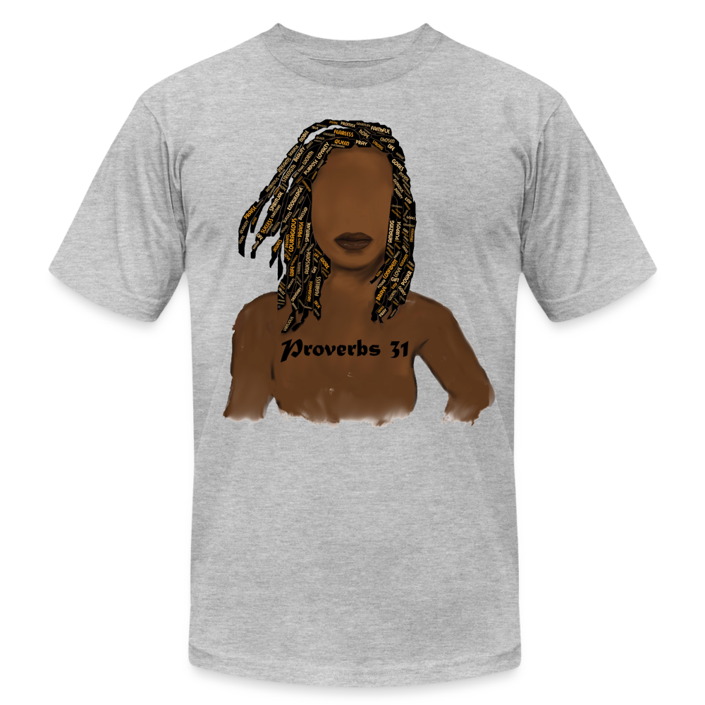 Proverbs 31 Locs Jersey T-Shirt by Bella + Canvas - heather gray