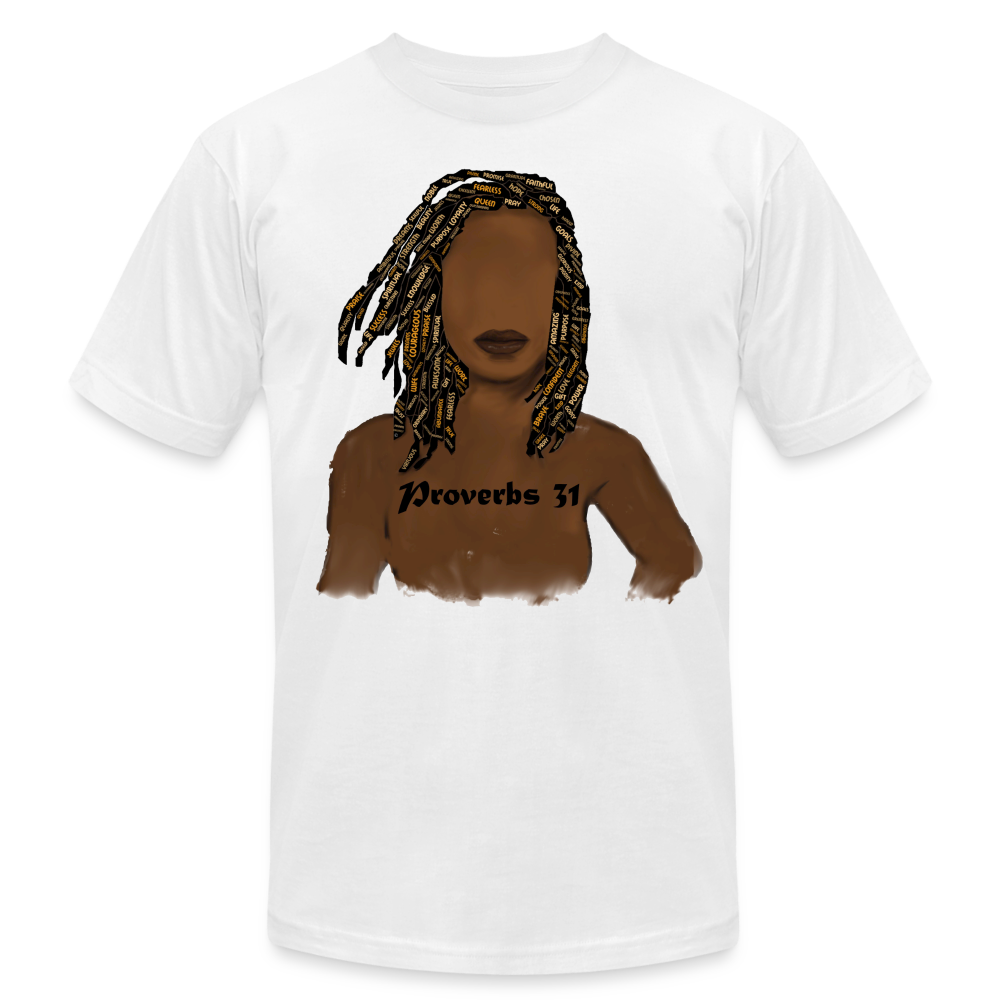 Proverbs 31 Locs Jersey T-Shirt by Bella + Canvas - white