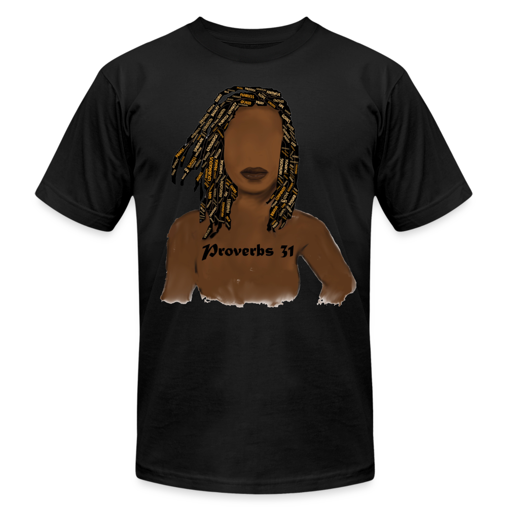 Proverbs 31 Locs Jersey T-Shirt by Bella + Canvas - black