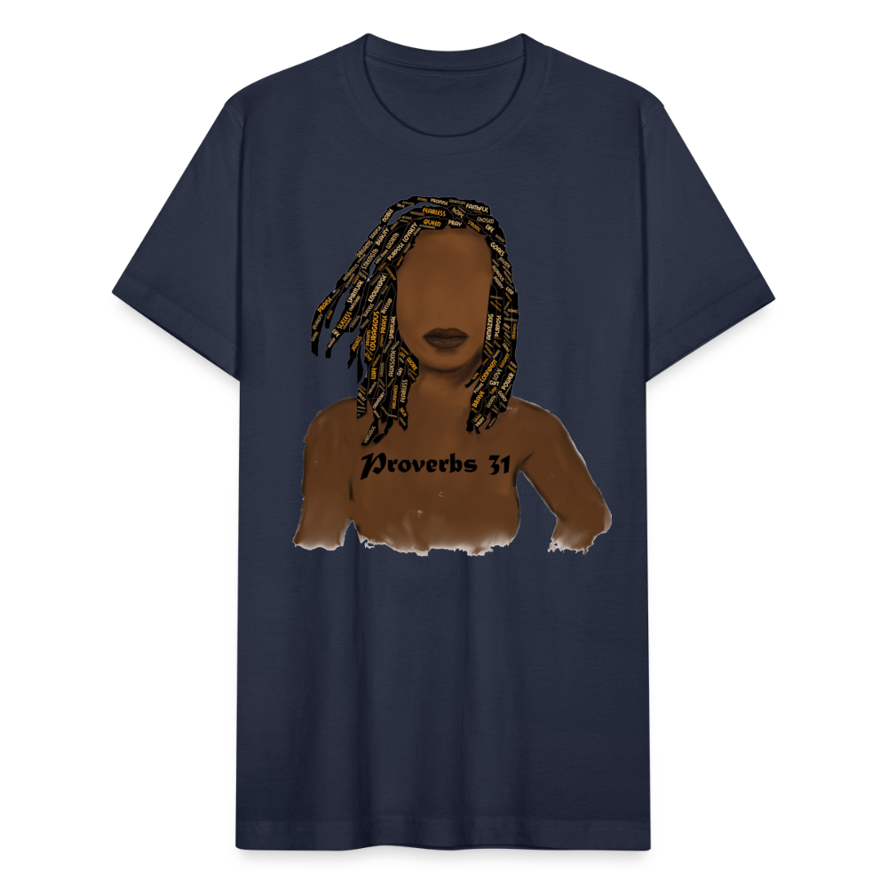 Proverbs 31 Locs Jersey T-Shirt by Bella + Canvas - navy