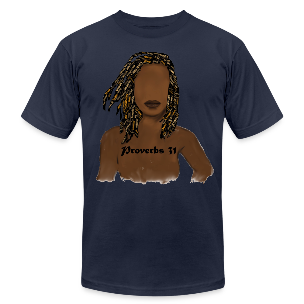 Proverbs 31 Locs Jersey T-Shirt by Bella + Canvas - navy