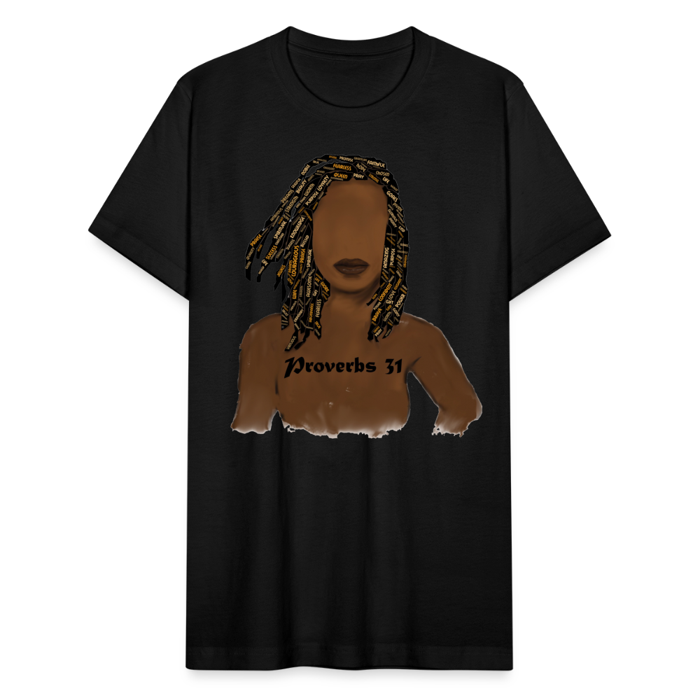 Proverbs 31 Locs Jersey T-Shirt by Bella + Canvas - black