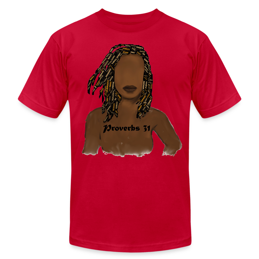 Proverbs 31 Locs Jersey T-Shirt by Bella + Canvas - red