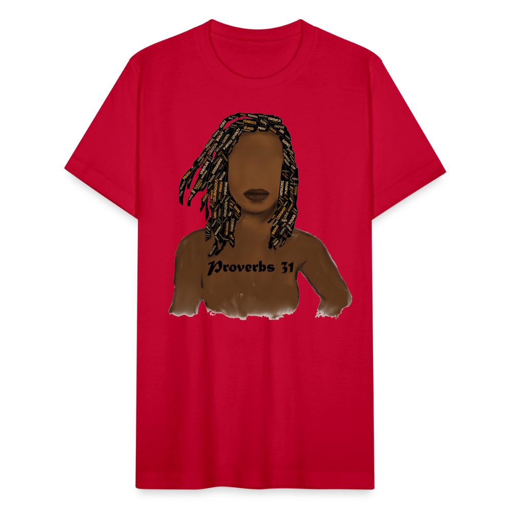 Proverbs 31 Locs Jersey T-Shirt by Bella + Canvas - red