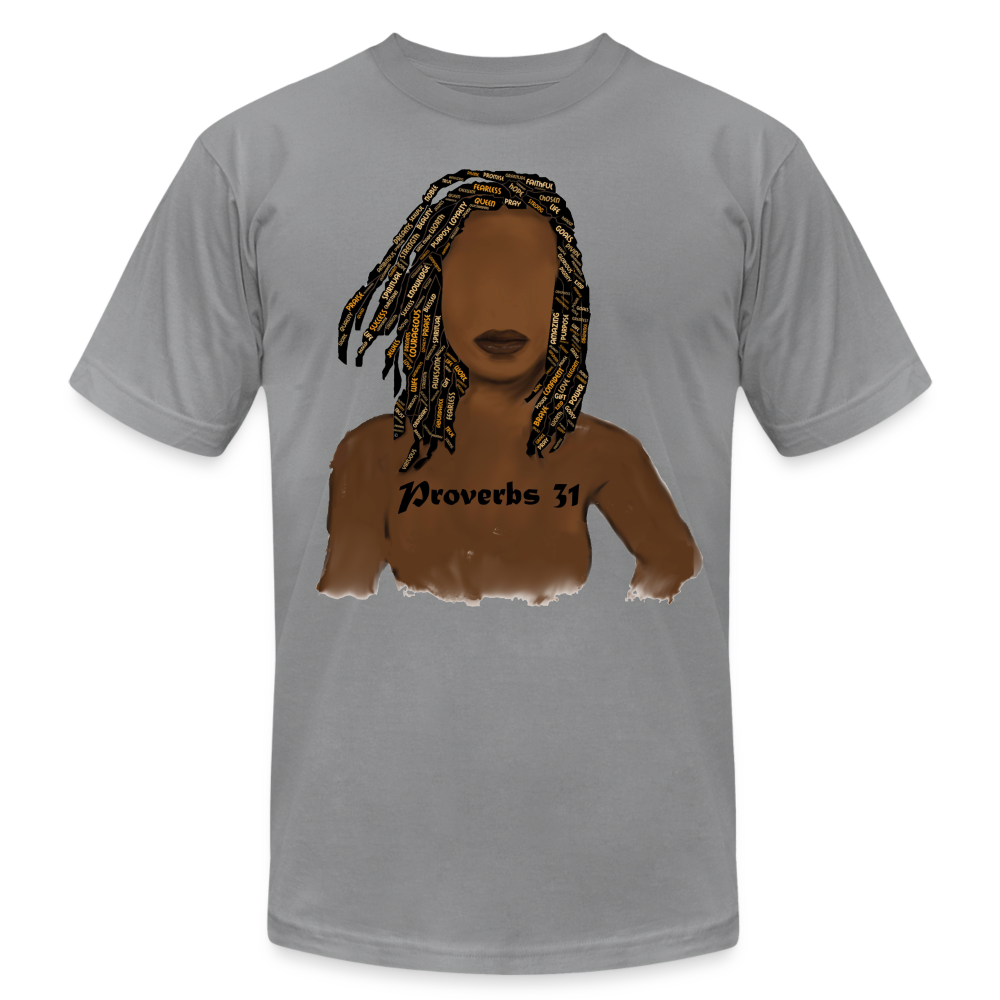 Proverbs 31 Locs Jersey T-Shirt by Bella + Canvas - slate