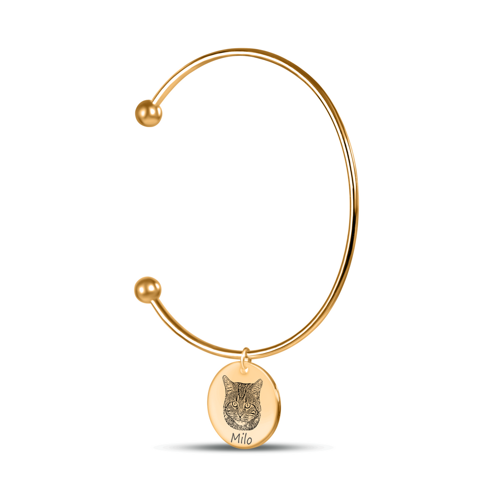 Custom Cat Portrait Coin Bangle