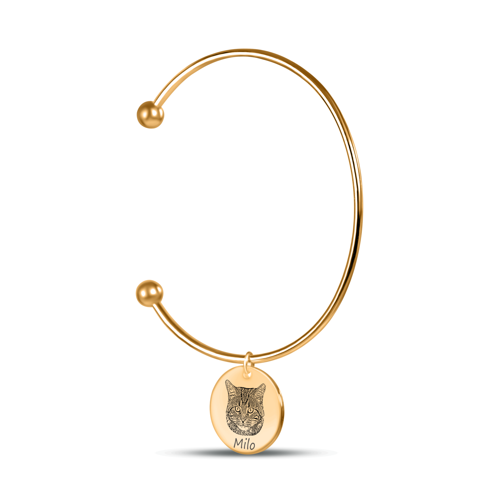 Custom Cat Portrait Coin Bangle