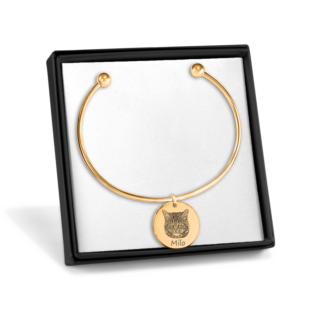 Custom Cat Portrait Coin Bangle