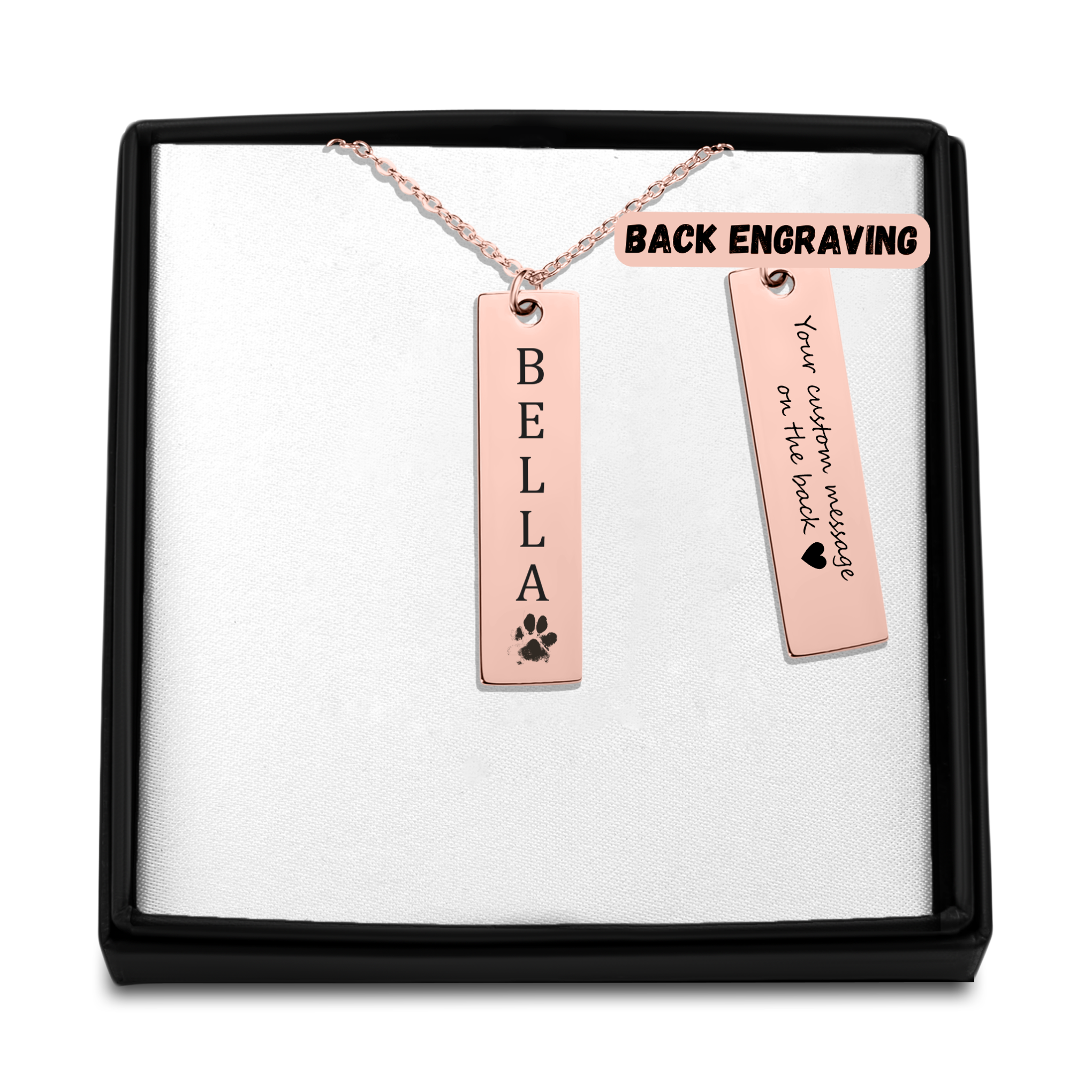 Actual Paw Print + Name Necklace