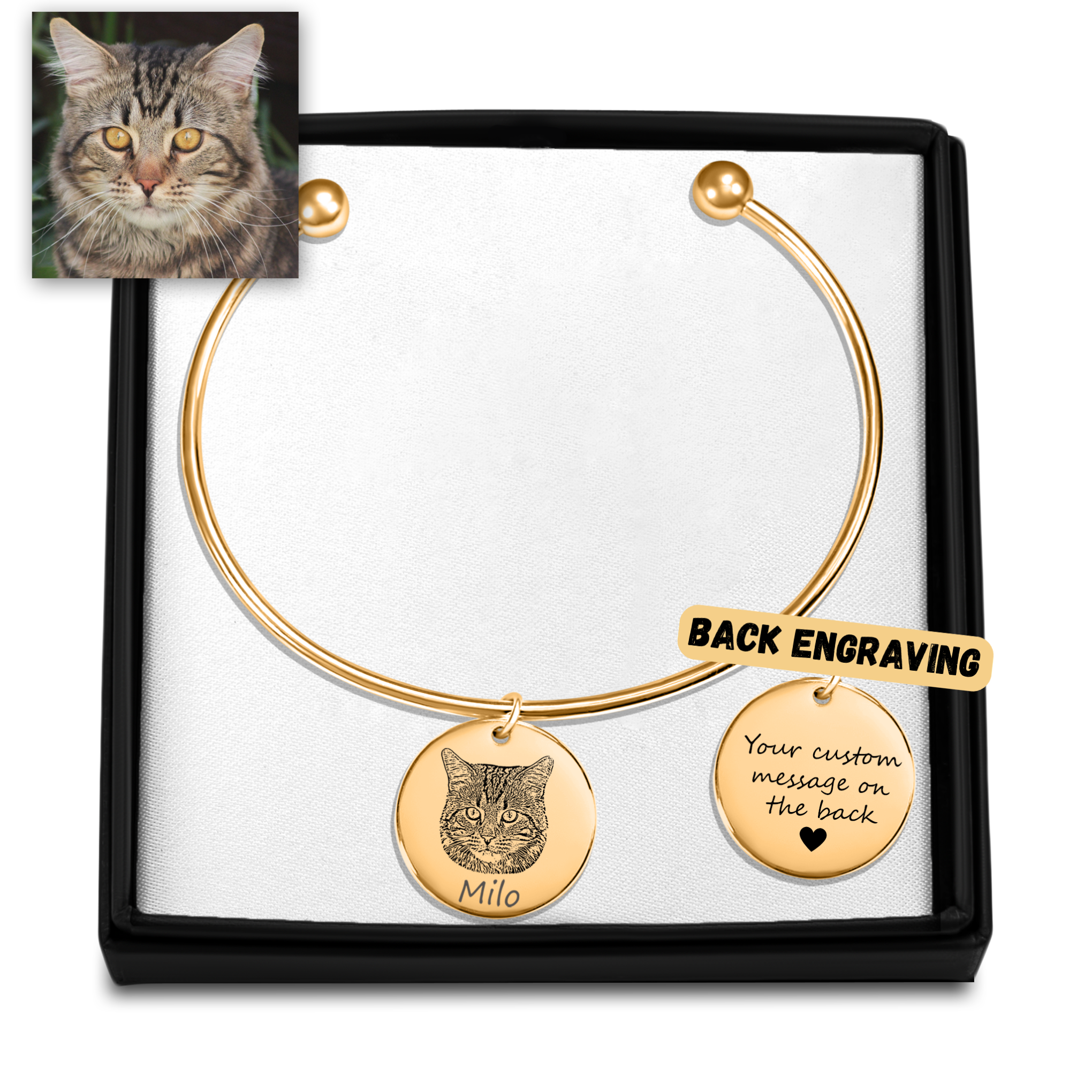 Custom Cat Portrait Coin Bangle
