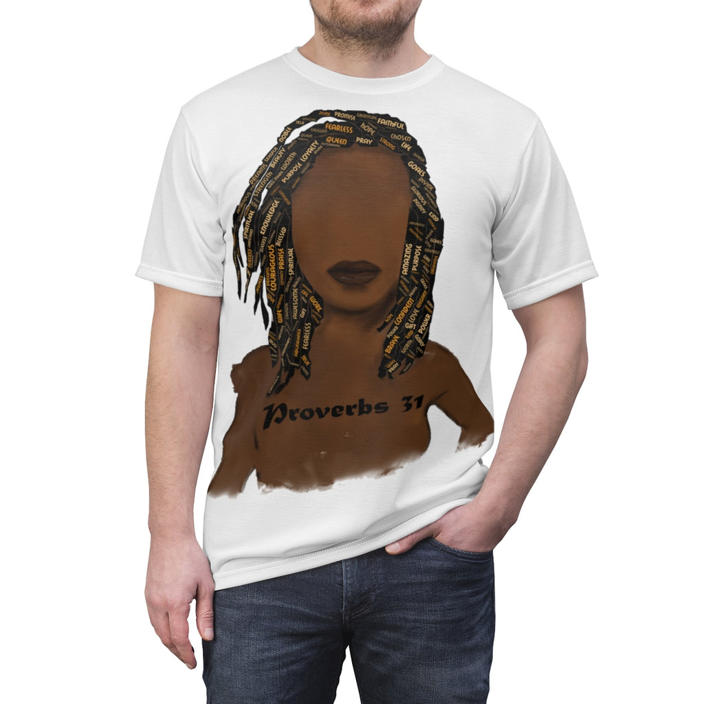 Proverbs 31 Locs T-Shirt (AOP) - Obsidian's LLC