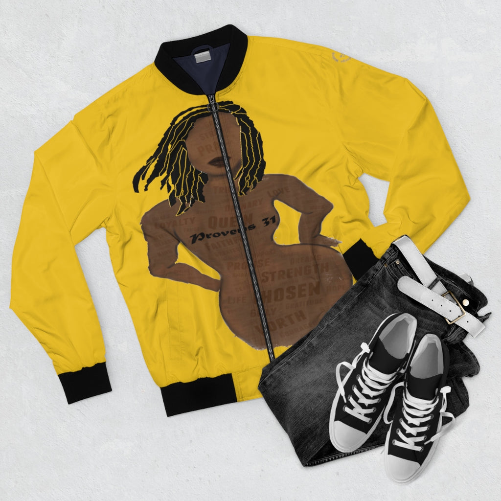 Proverbs 31 Loc Lady Bomber Jacket (AOP) - Obsidian's LLC