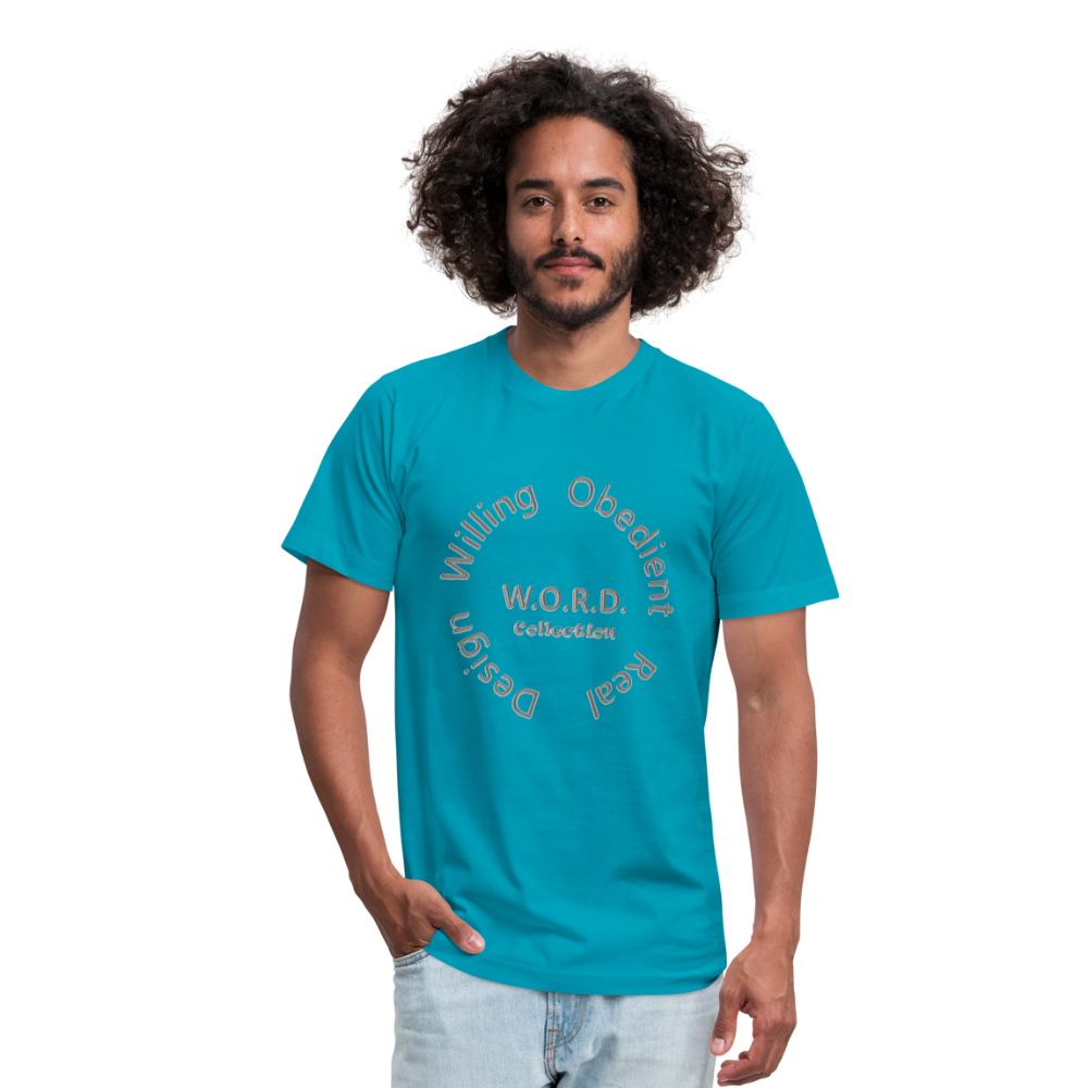 W.O.R.D. Unisex Jersey T-Shirt by Bella + Canvas - turquoise