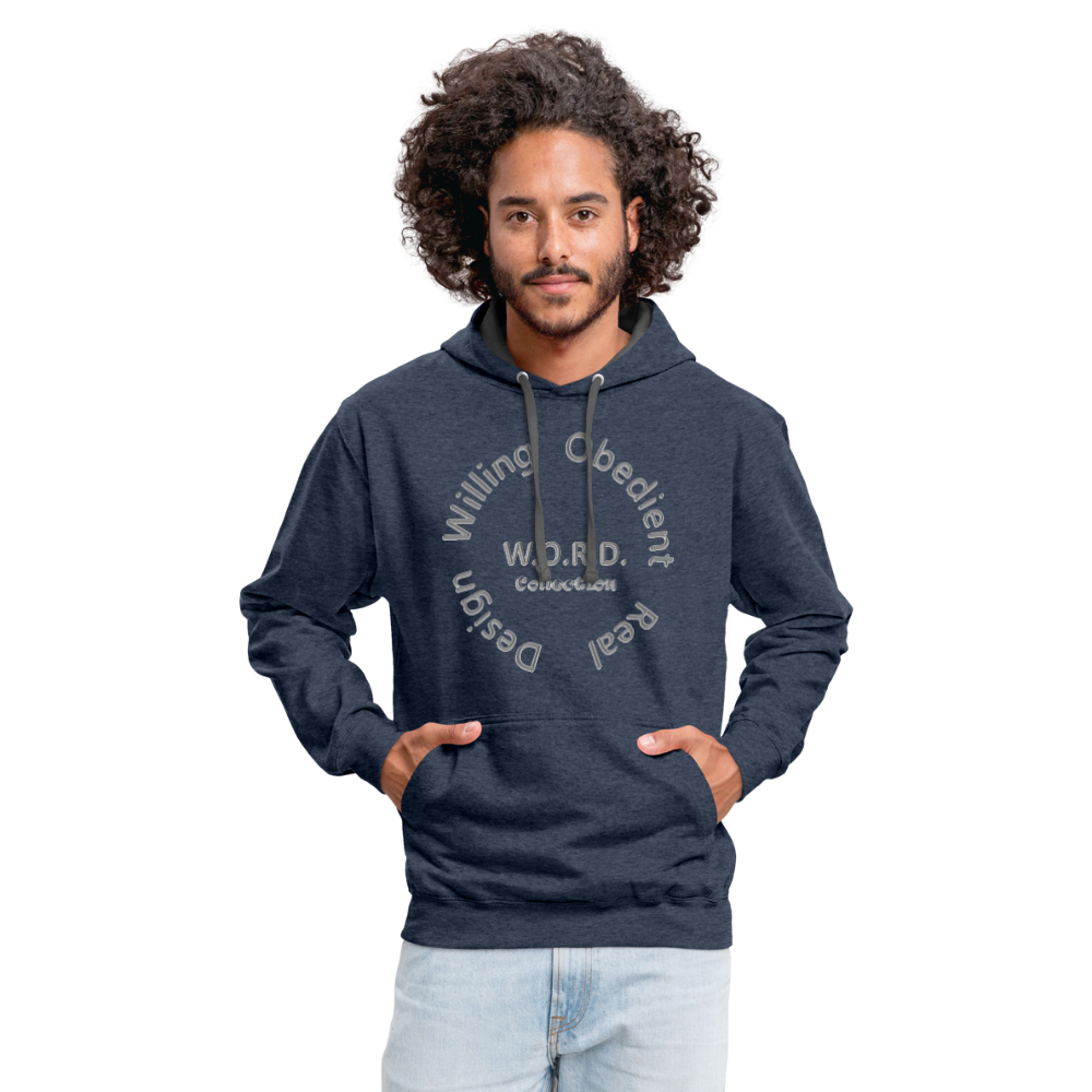 W.O.R.D. Unisex Contrast Hoodie - indigo heather/asphalt